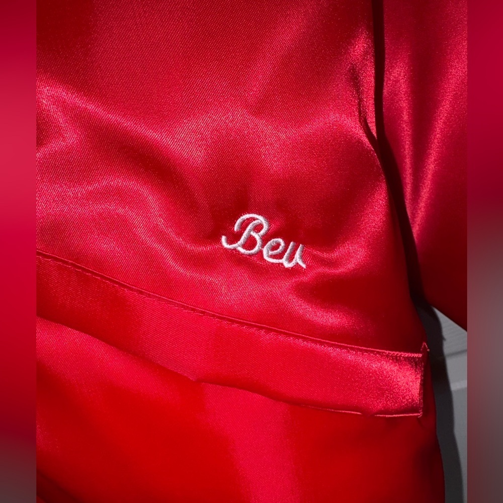 Vintage King Louie Satin Jacket Lew’s 63 USA Made Union Bev Personalized Red XL - Picture 4 of 8